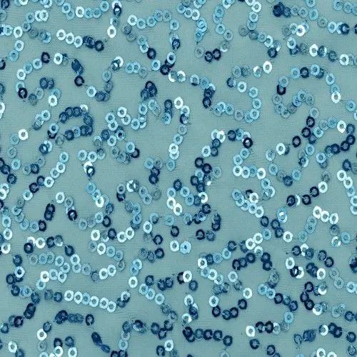 1 1/4 YD PC-Light Blue Abstract Coral Sequined Knit Fabric