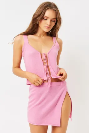 Abbot Cashmere Tie Top - Rose