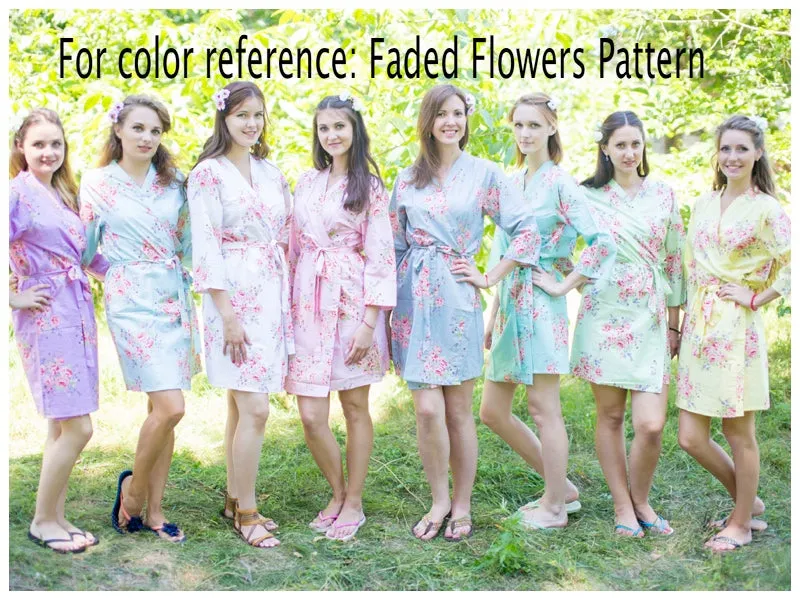 Amethyst Purple Faded Flowers Pattern Bridesmaids Robes