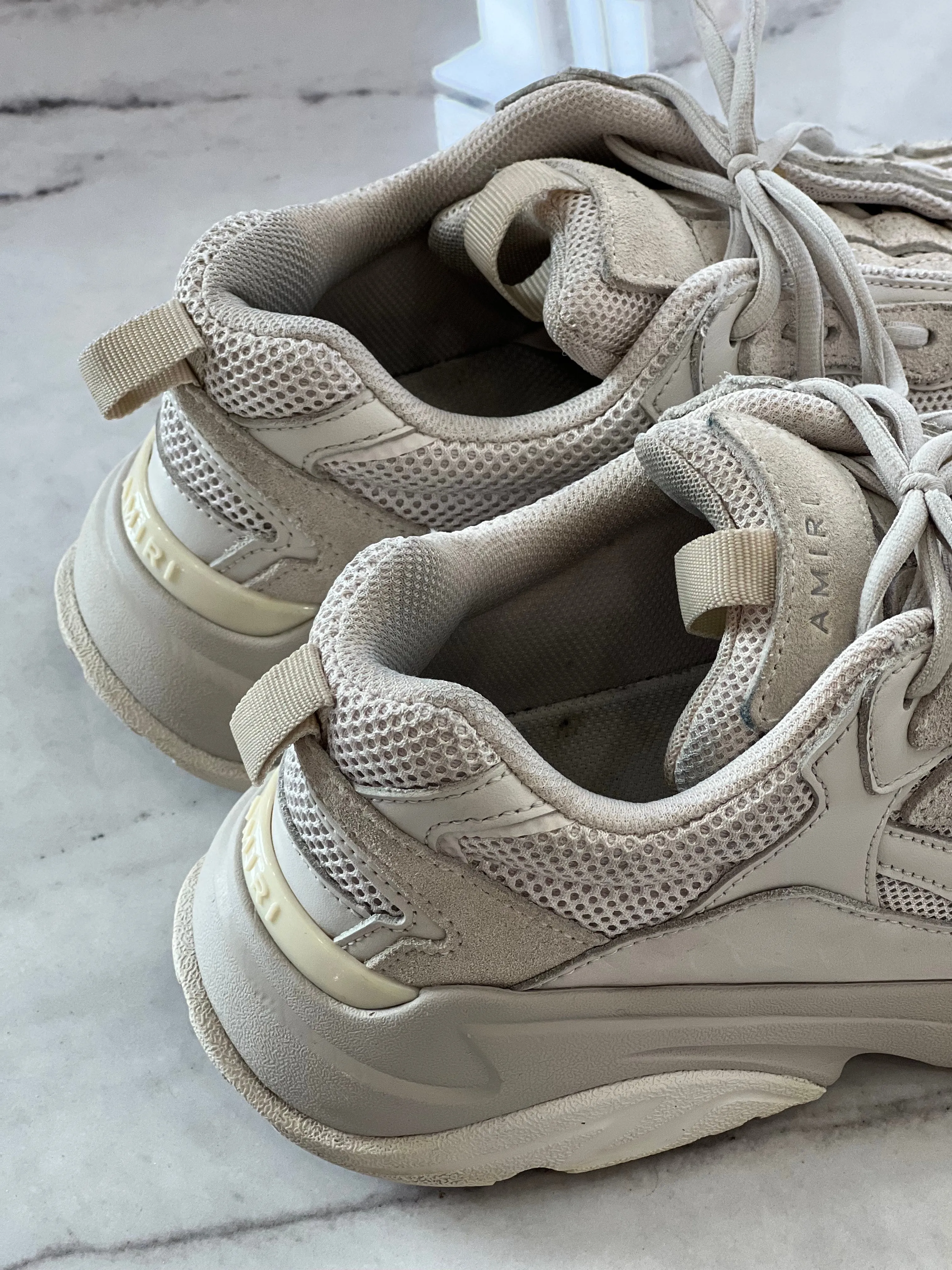 AMIRI BONE RUNNER SNEAKERS IN WARM GREY