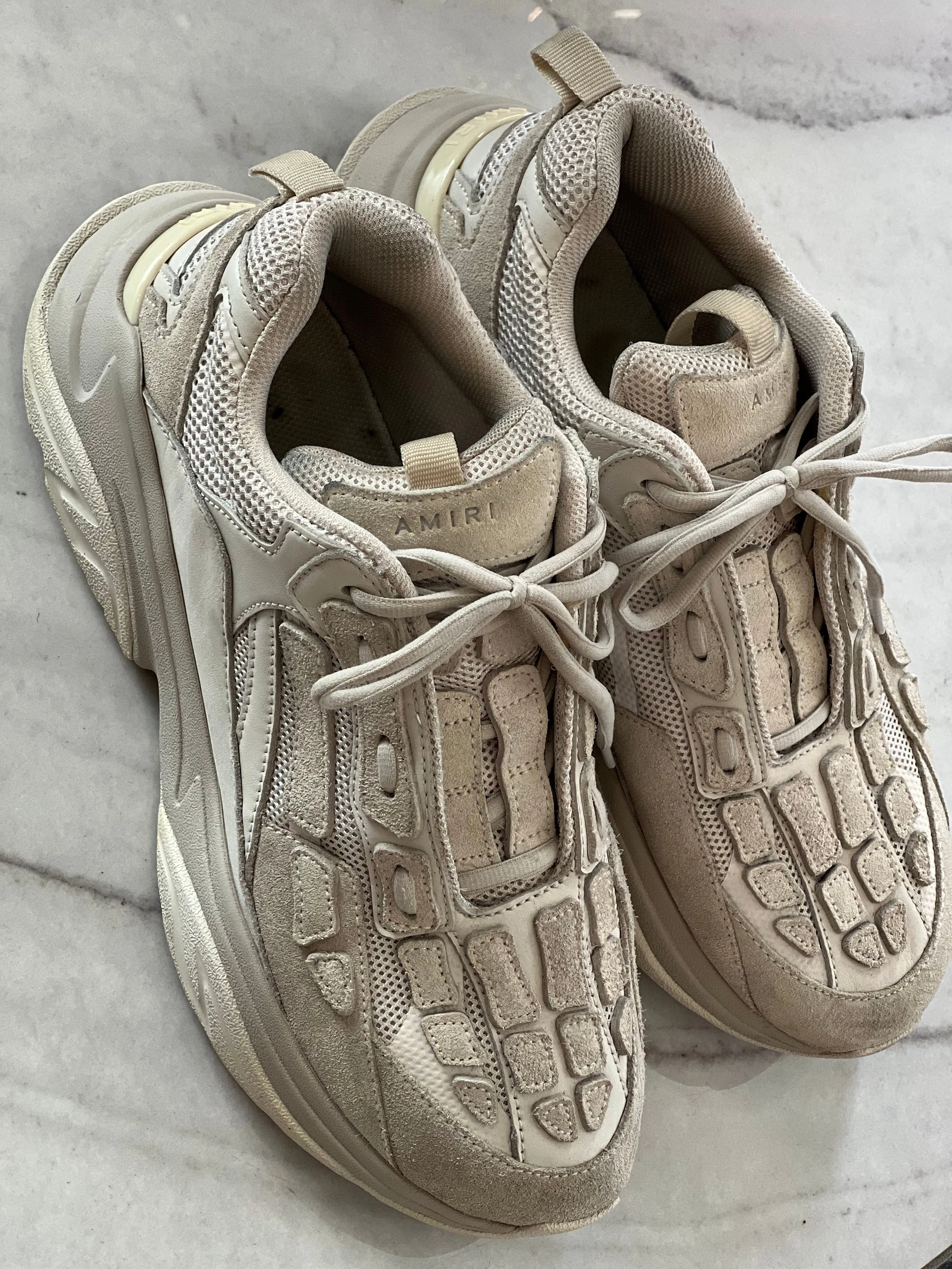 AMIRI BONE RUNNER SNEAKERS IN WARM GREY