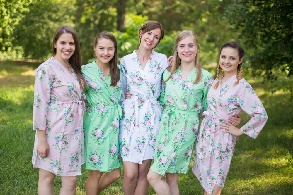 Antique Pink and Mint Wedding Colors Bridesmaids Robes