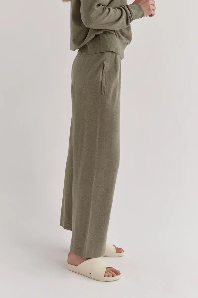 Assembly Label - Cotton Cashmere Wide Leg Pant - Green Fog