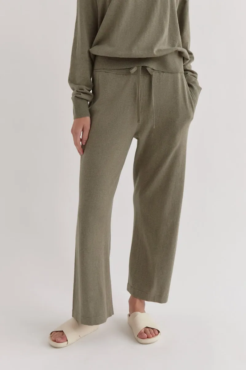 Assembly Label - Cotton Cashmere Wide Leg Pant - Green Fog