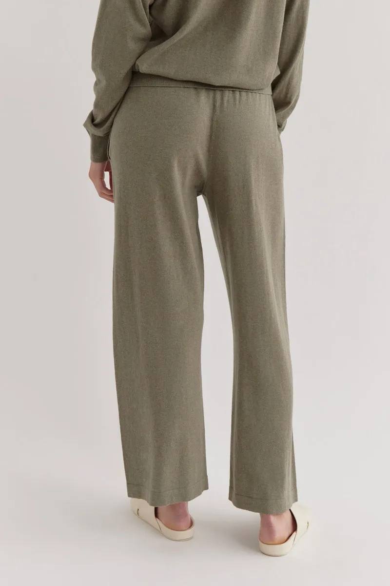 Assembly Label - Cotton Cashmere Wide Leg Pant - Green Fog