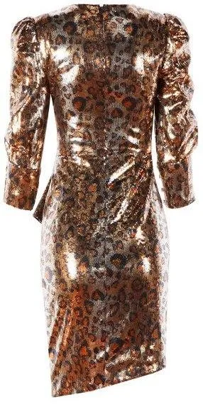 Asymmetrical Sequin-Embellished Leopard Mini Dress