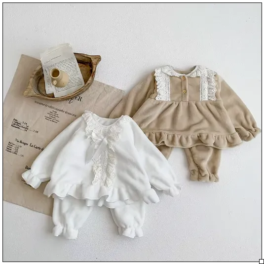 Baby Lace Bow Flannel PJ Set