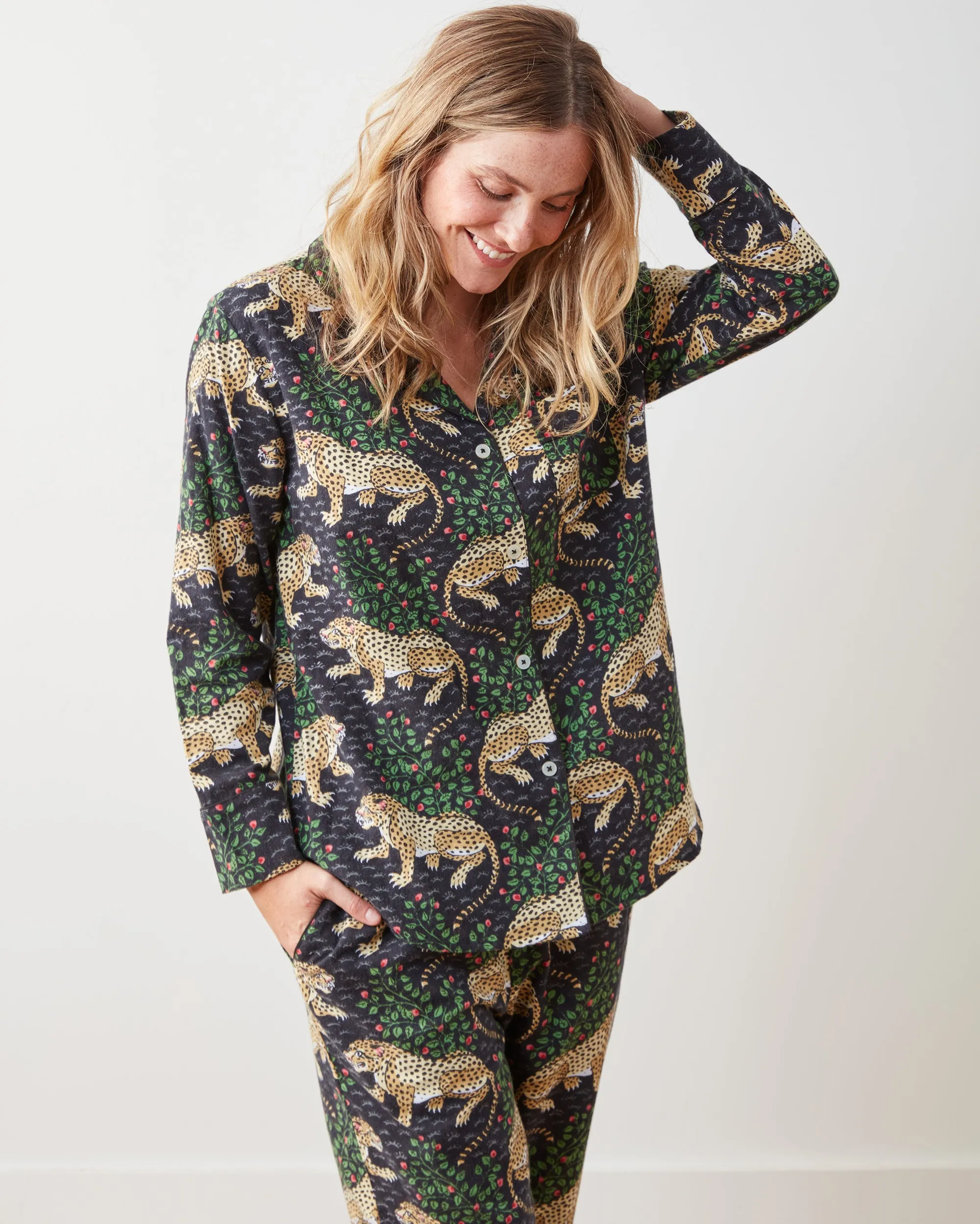 Bagheera - Tall Lightweight Flannel Long PJ Set - Ink