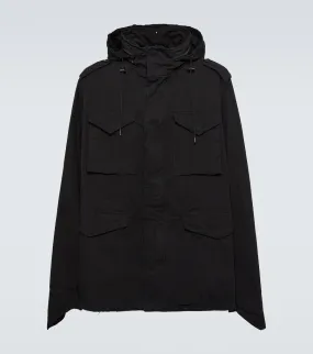 Balenciaga Ripped Cotton Parka, Black