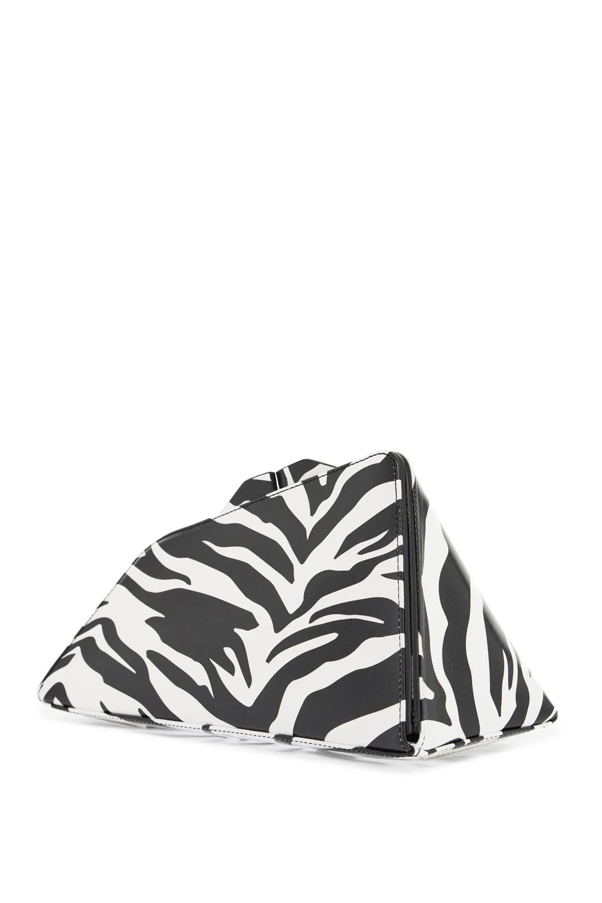 Black And White Zebra Print Calfskin Clutch With Zip