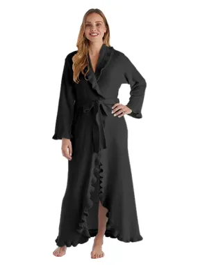 Black Chenille Ruffle Robe Long - EXTRA LARGE