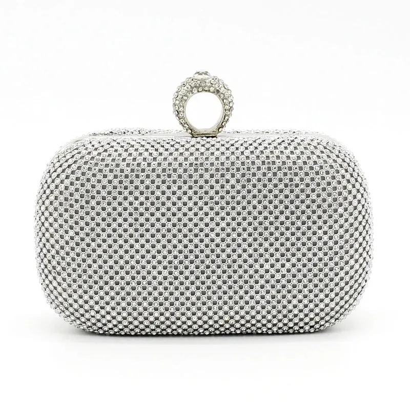 Black Gold Silver Polyester Solid Color Oval Evening Bags