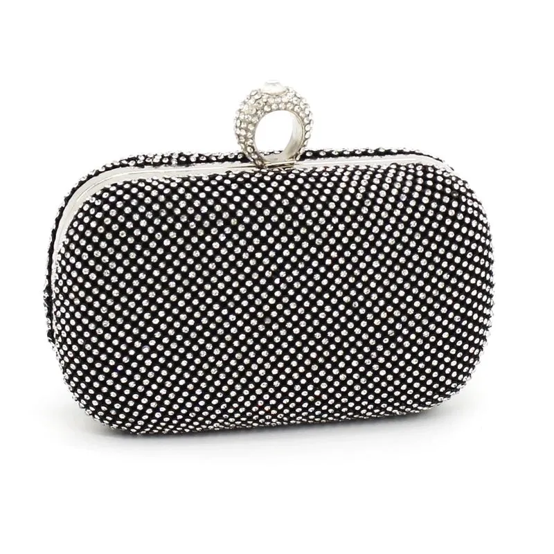 Black Gold Silver Polyester Solid Color Oval Evening Bags