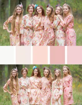 Blush and Nude Wedding Colors Bridesmaids Robes, Kimono Robes