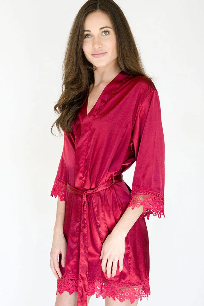 Burgundy Lila Lace Bridal Robe