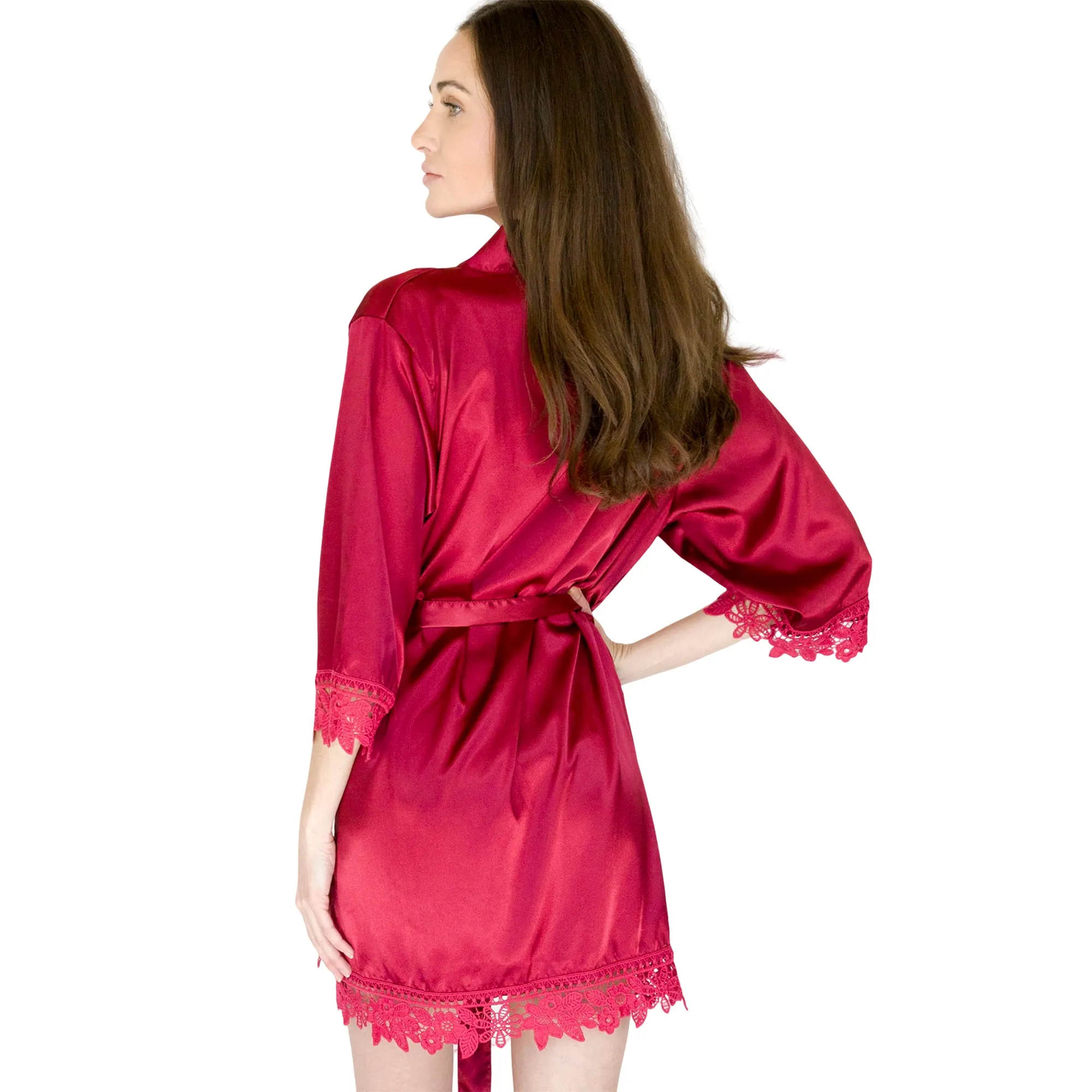 Burgundy Lila Lace Bridal Robe