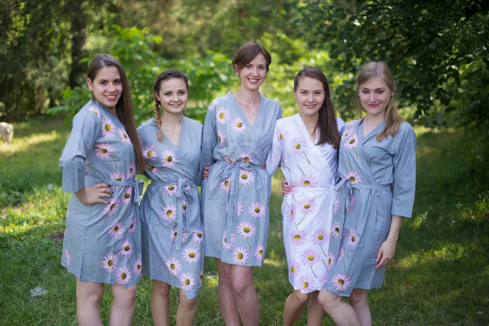 Champagne Falling Daisies Pattern Bridesmaids Robes