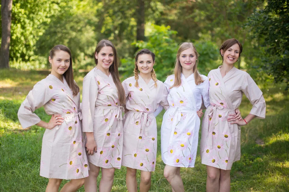 Champagne Falling Daisies Pattern Bridesmaids Robes