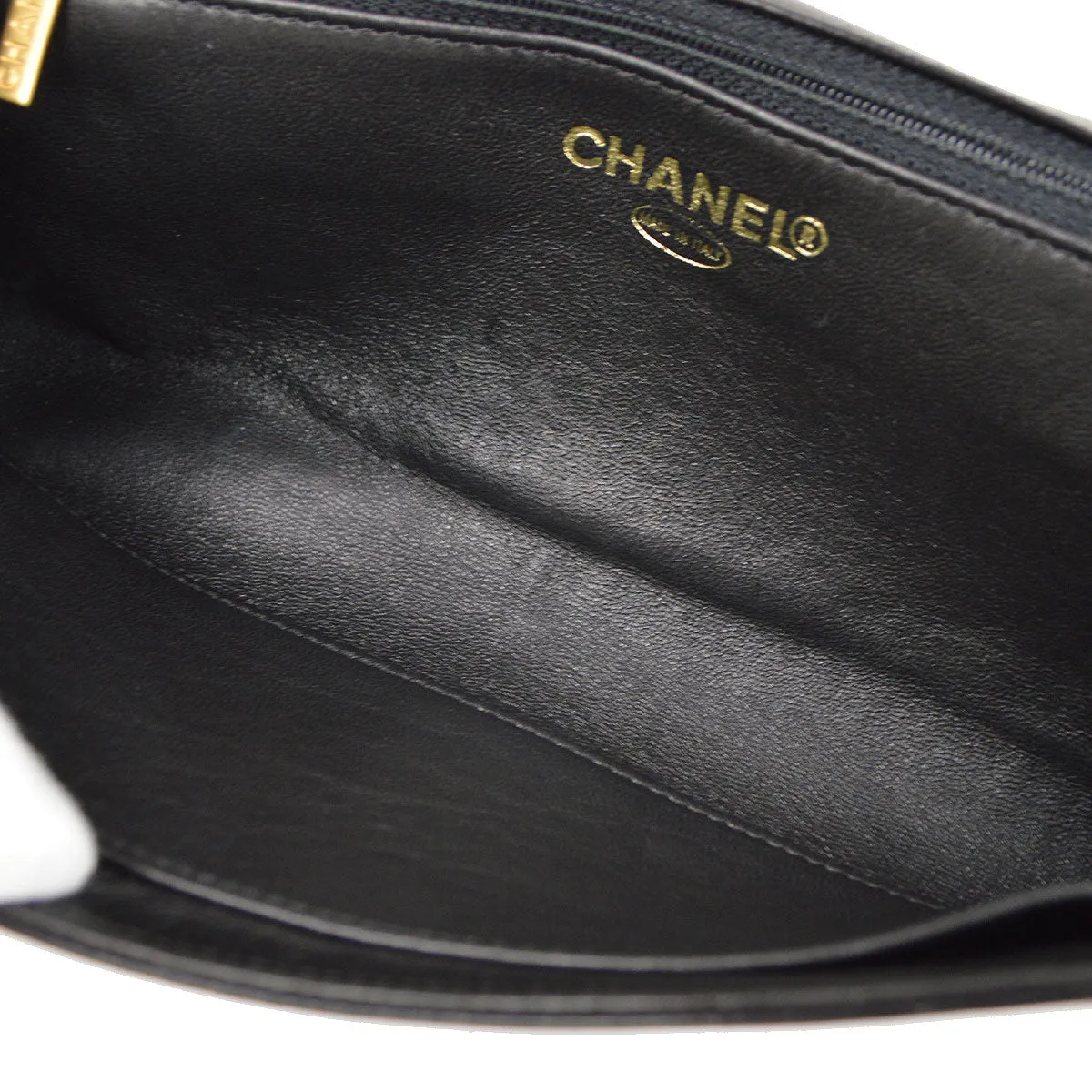 CHANEL 2001 Eagle Evening Bag Black Lambskin 64417