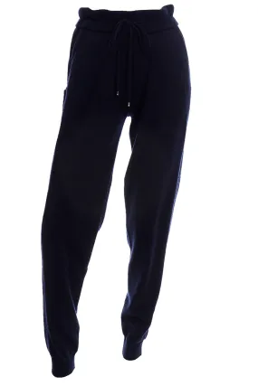 Chanel Cashmere Drawstring Jogger Pants in Midnight Blue