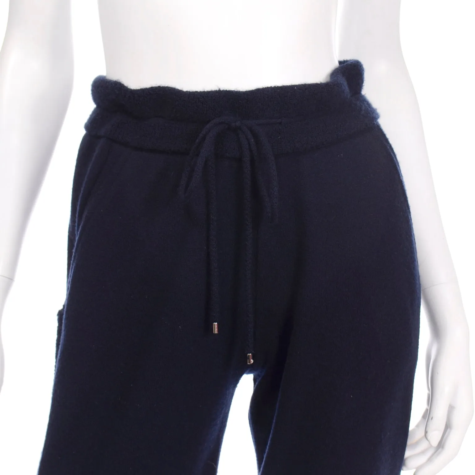 Chanel Cashmere Drawstring Jogger Pants in Midnight Blue