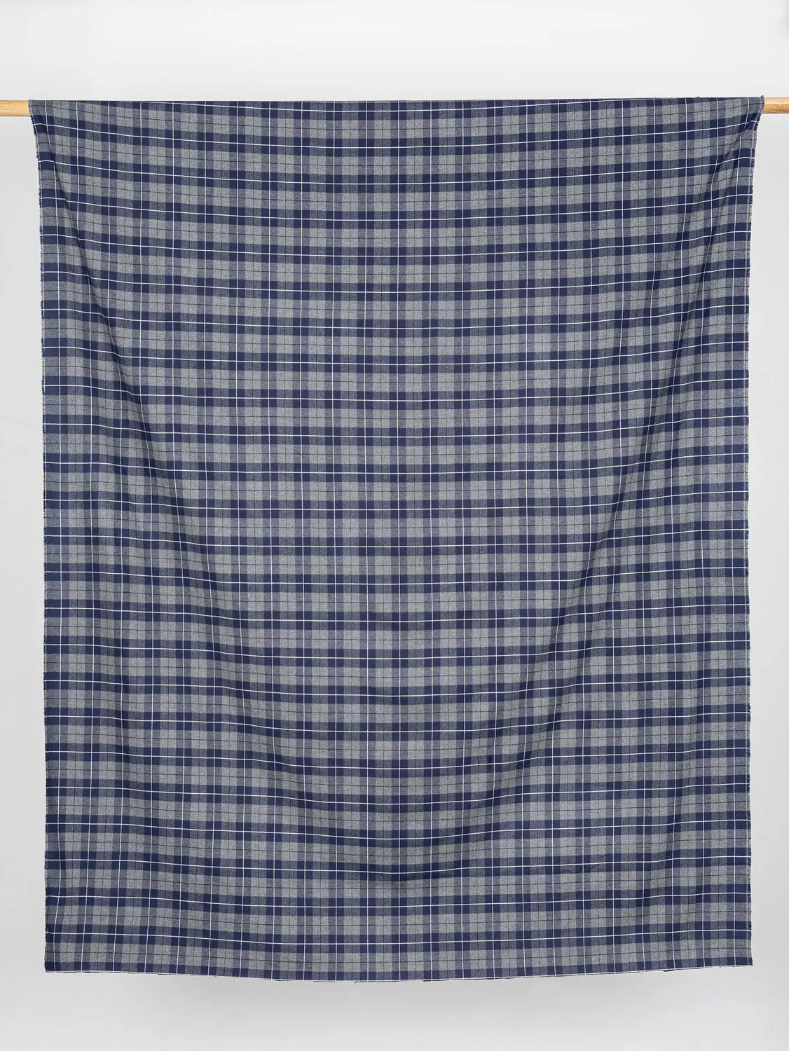 Check Cotton Flannel Twill - Navy   Grey - Swatch