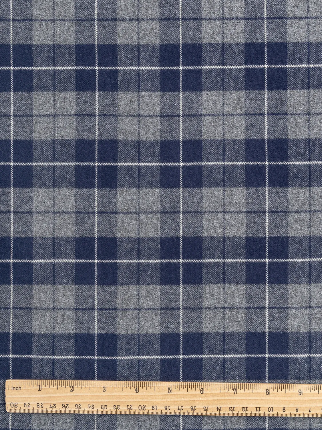 Check Cotton Flannel Twill - Navy   Grey - Swatch