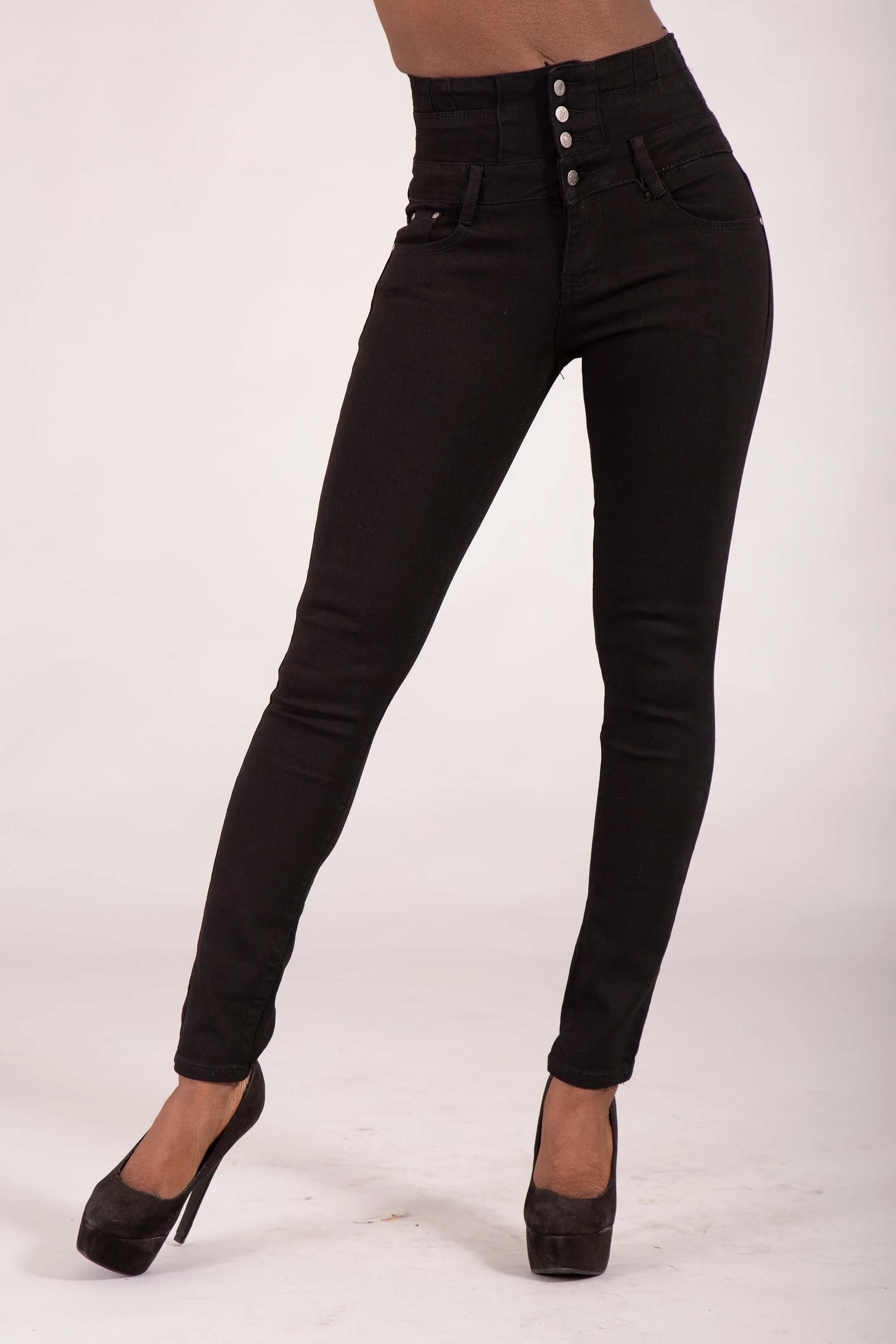 ContourMax High-Waist Black Skinny Jeans