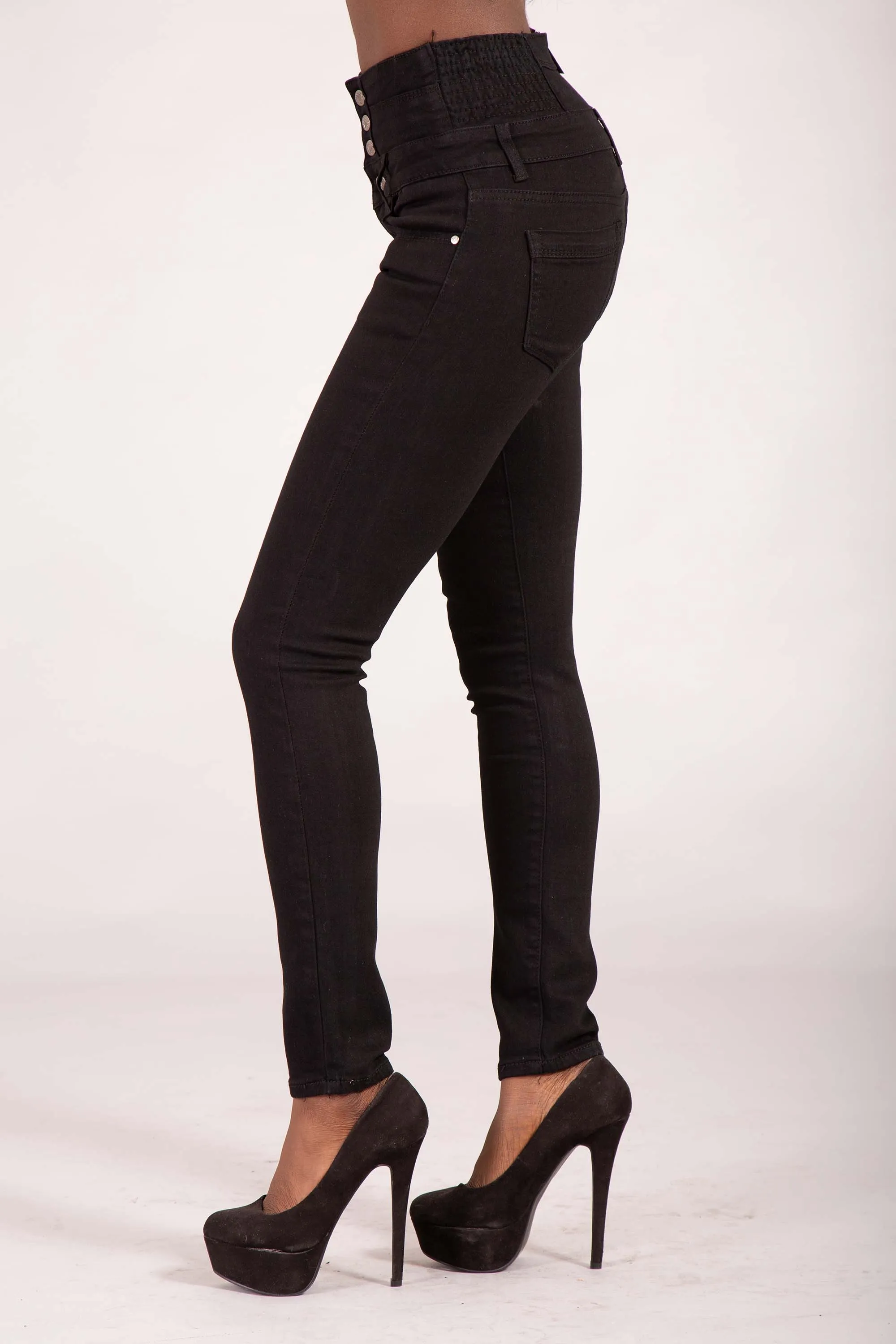 ContourMax High-Waist Black Skinny Jeans