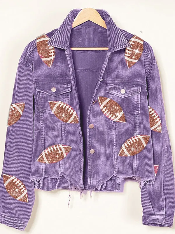 Corduroy Denim Shacket - Rugby & Football Accents