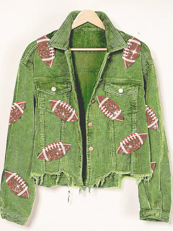 Corduroy Denim Shacket - Rugby & Football Accents