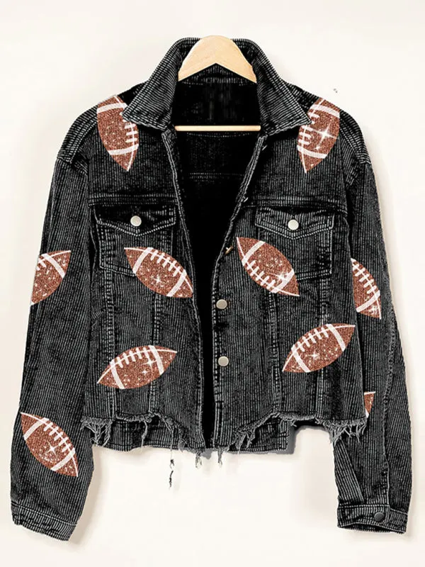 Corduroy Denim Shacket - Rugby & Football Accents