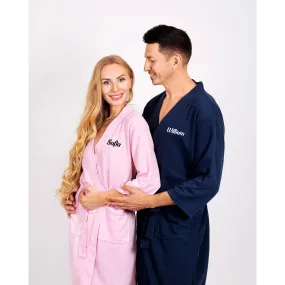 Custom Waffled Knit Matching Robes for Couple - Script