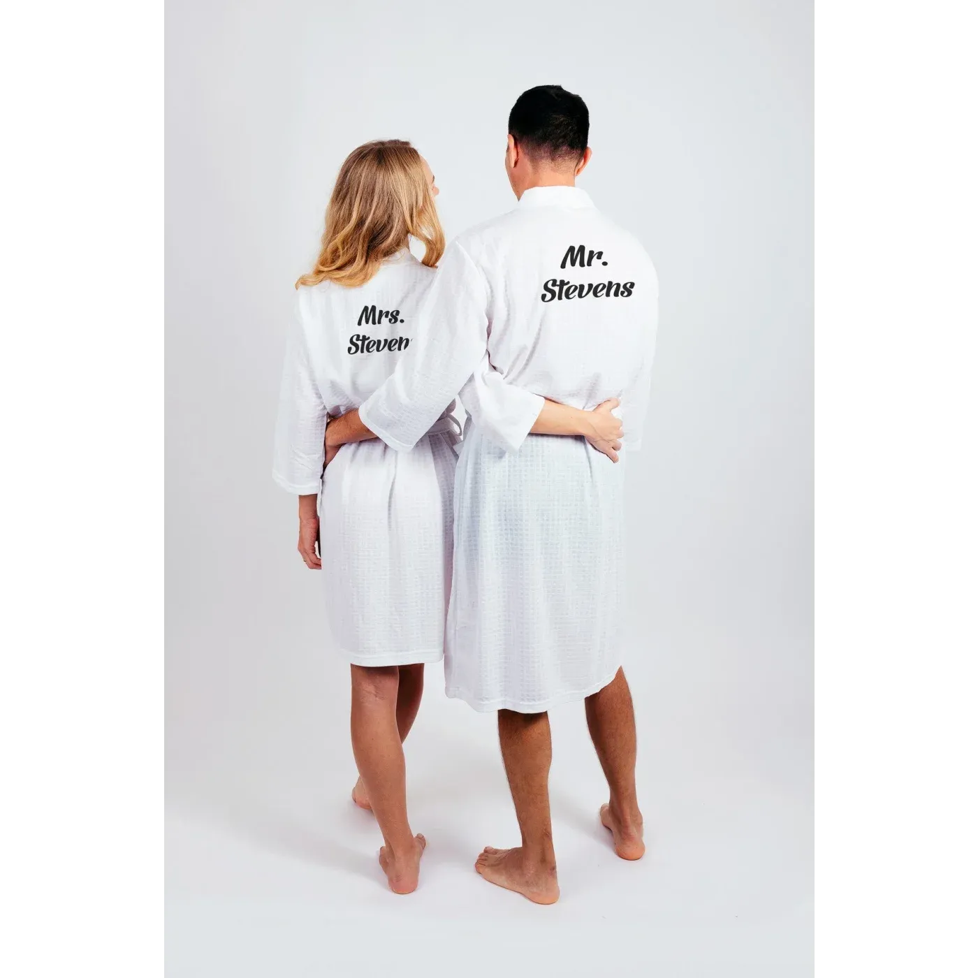 Custom Waffled Knit Matching Robes for Couple - Script