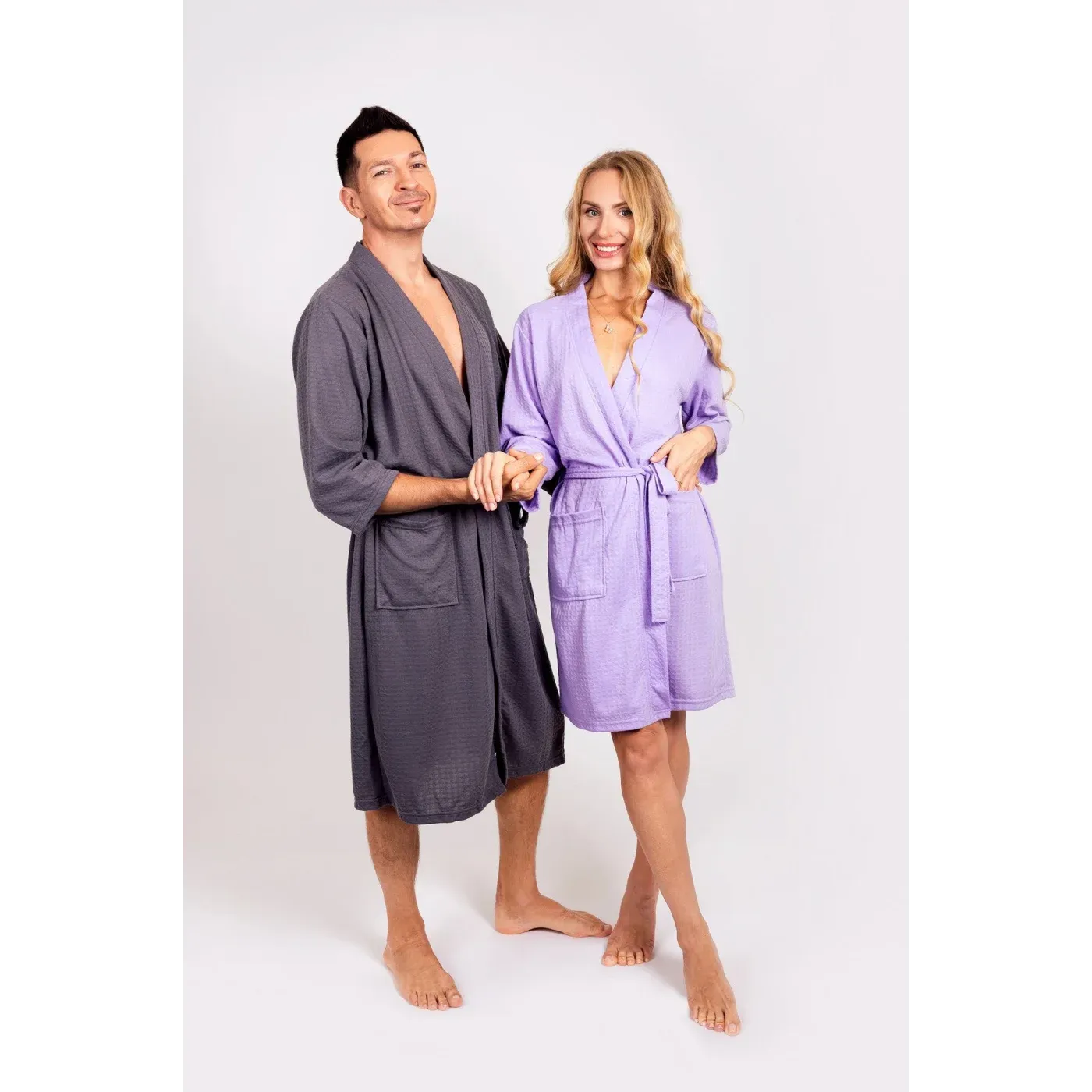 Custom Waffled Knit Matching Robes for Couple - Script