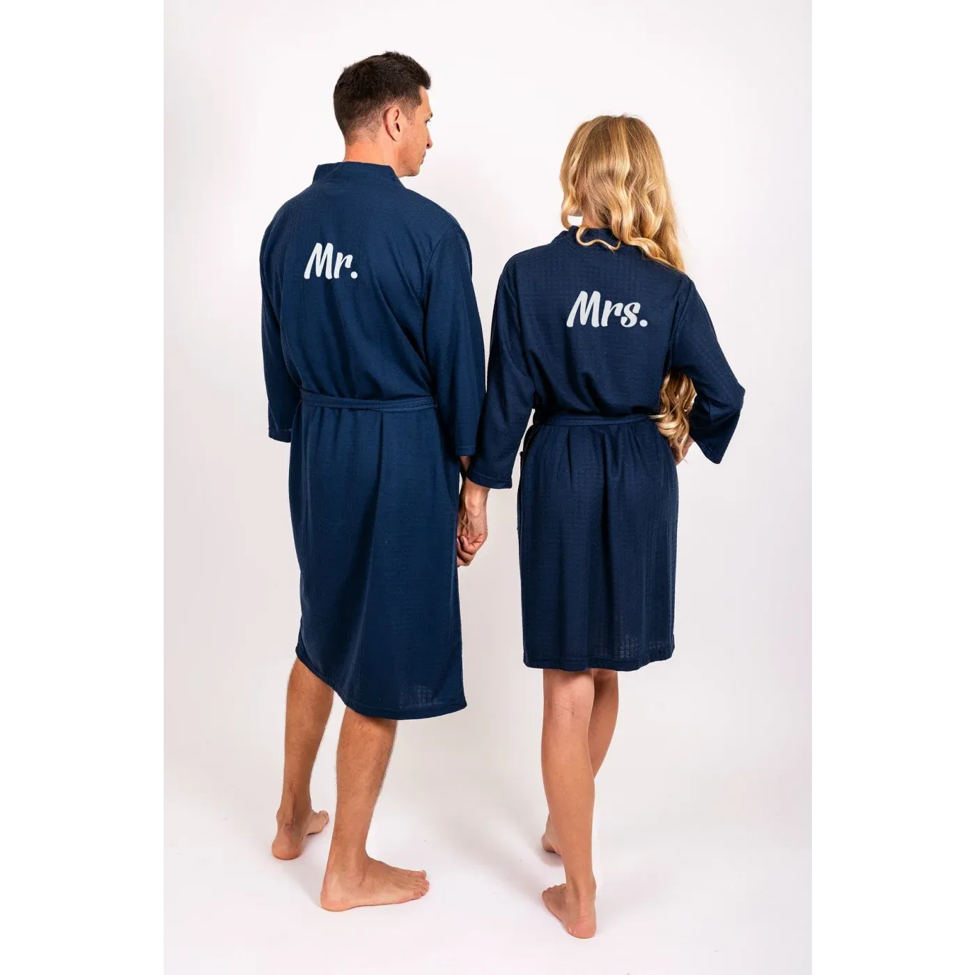 Custom Waffled Knit Matching Robes for Couple - Script