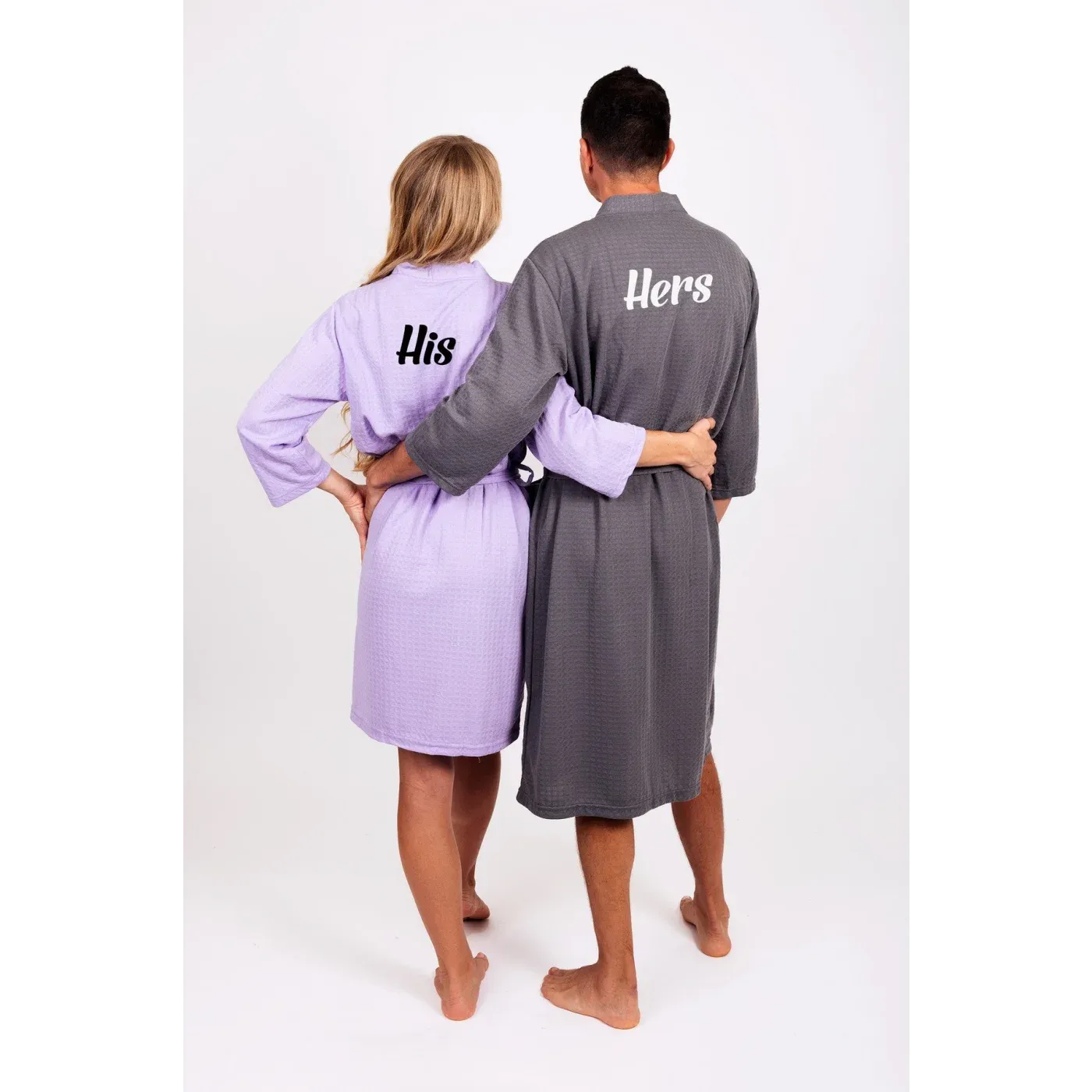 Custom Waffled Knit Matching Robes for Couple - Script