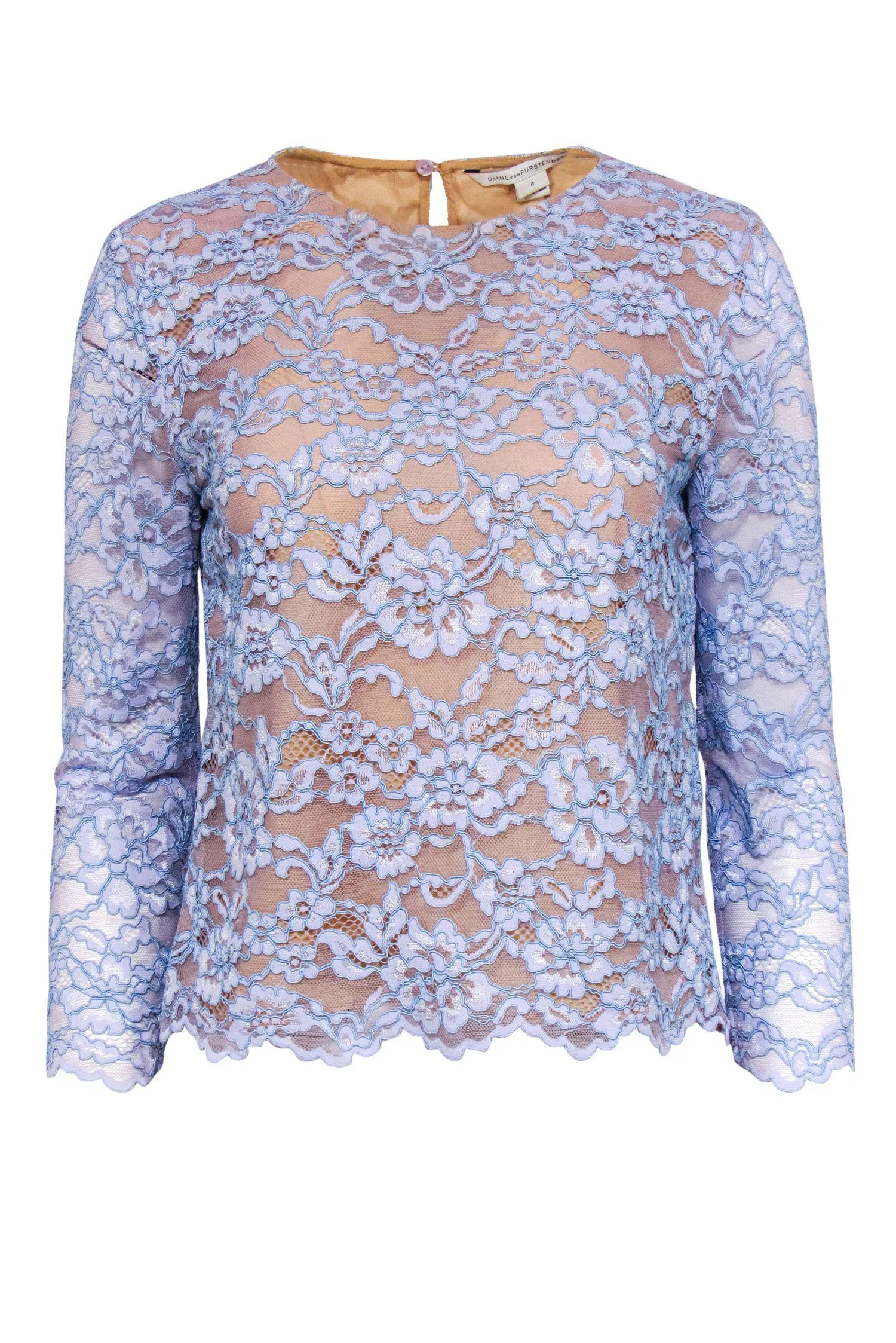 Diane von Furstenberg - Lilac & Blue Lace Long Sleeve Top Sz 4