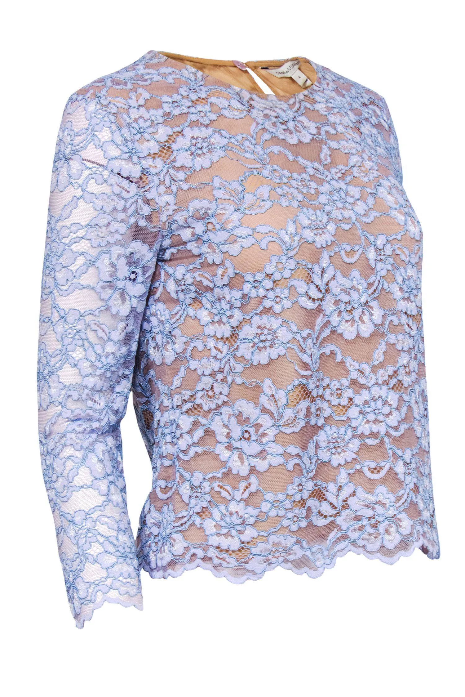 Diane von Furstenberg - Lilac & Blue Lace Long Sleeve Top Sz 4