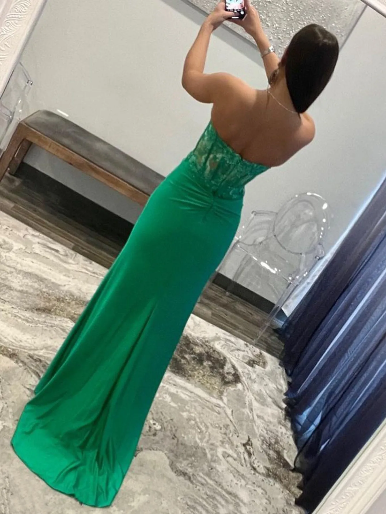 Ember |Sheath Strapless Sweetheart Long Prom Dress with Slit