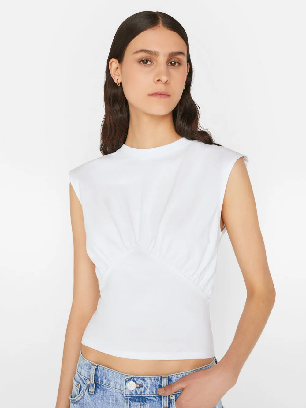 Empire Sleeveless Knit Top -- Blanc