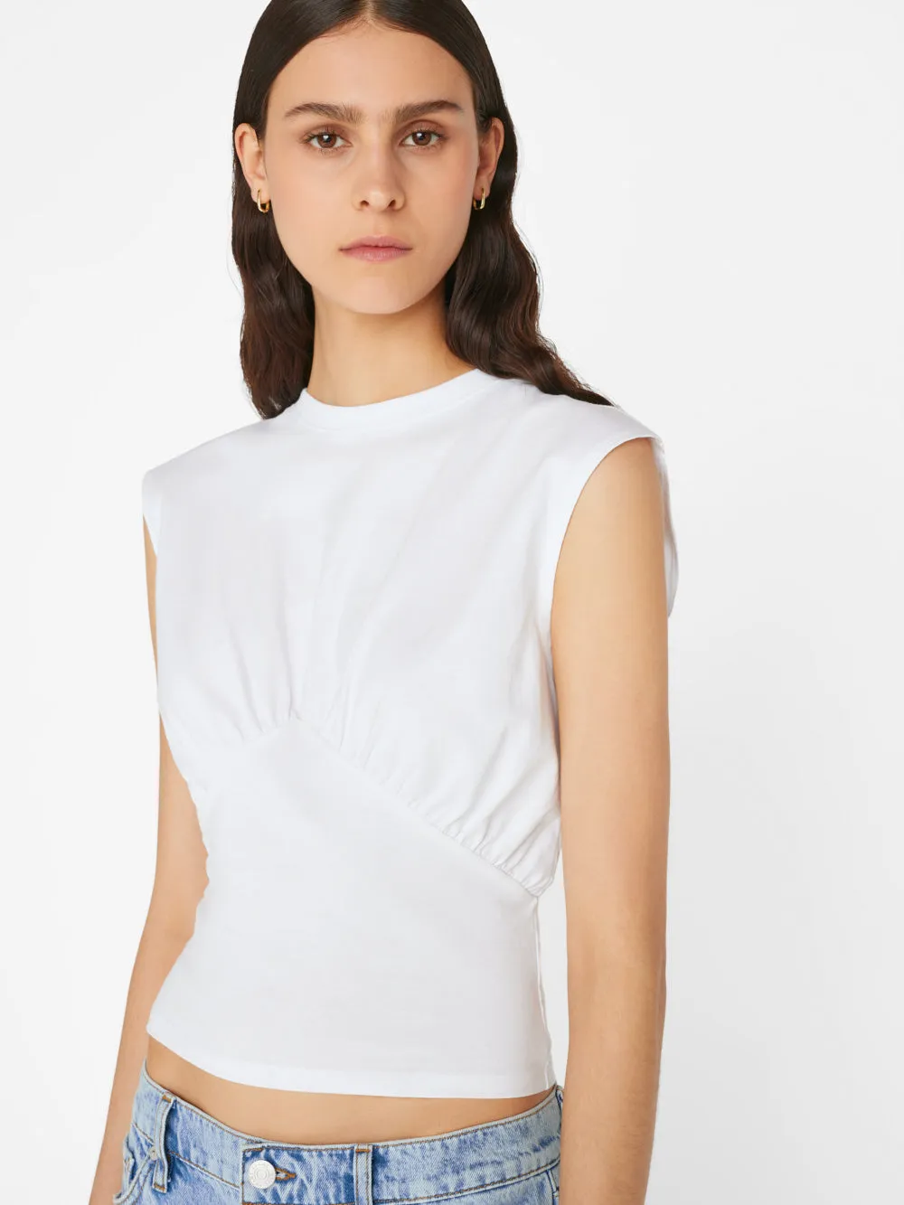 Empire Sleeveless Knit Top -- Blanc