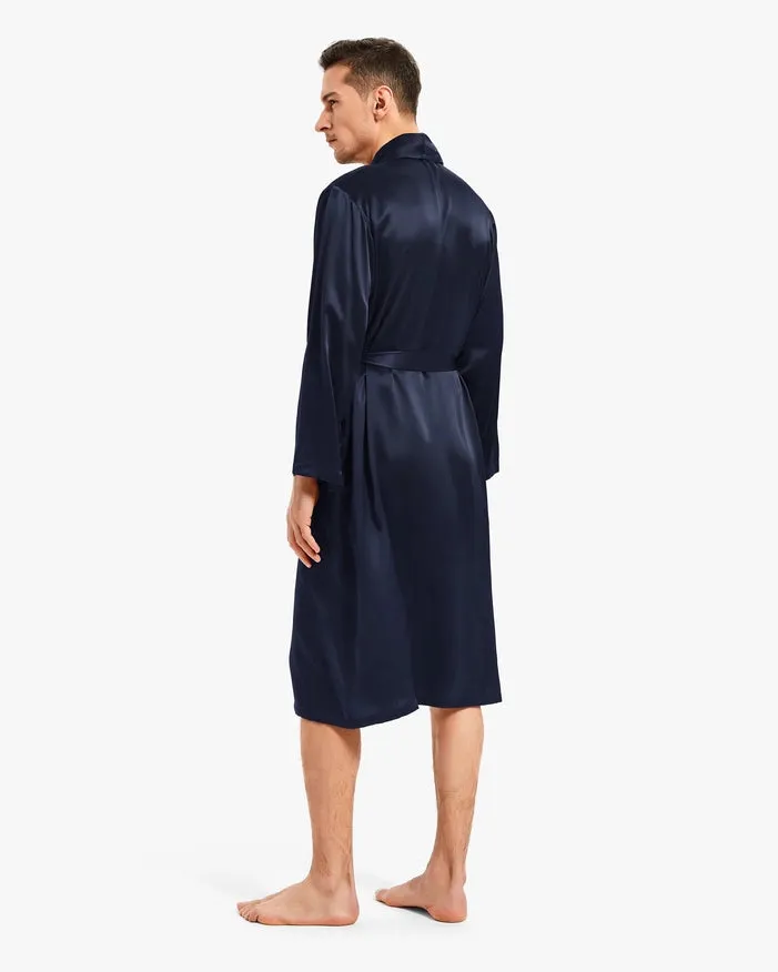 His & Hers Silk Smooth Robes Navy Blue