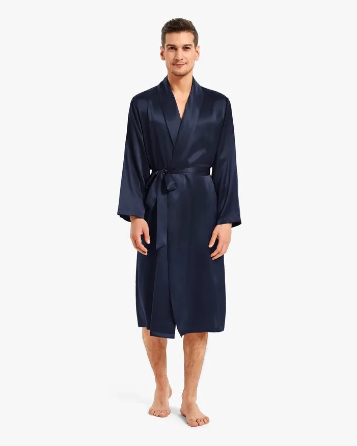 His & Hers Silk Smooth Robes Navy Blue