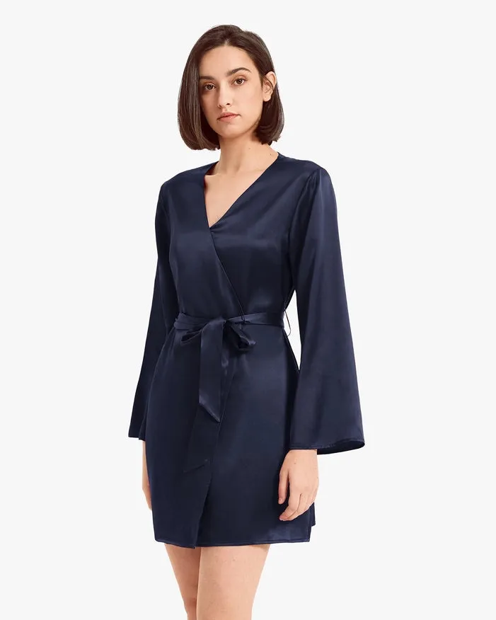 His & Hers Silk Smooth Robes Navy Blue