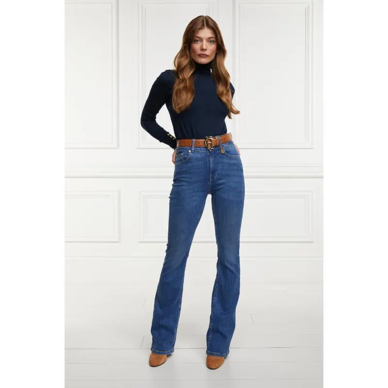 Holland Cooper High Rise Flared Ladies Jeans - Denim