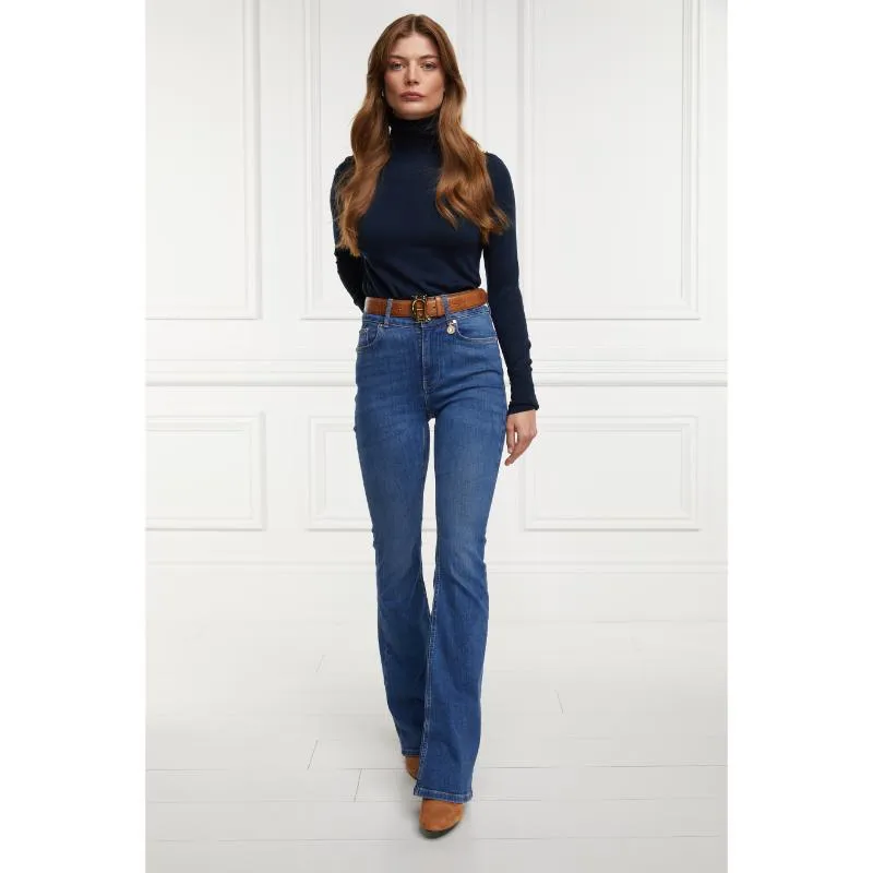 Holland Cooper High Rise Flared Ladies Jeans - Denim