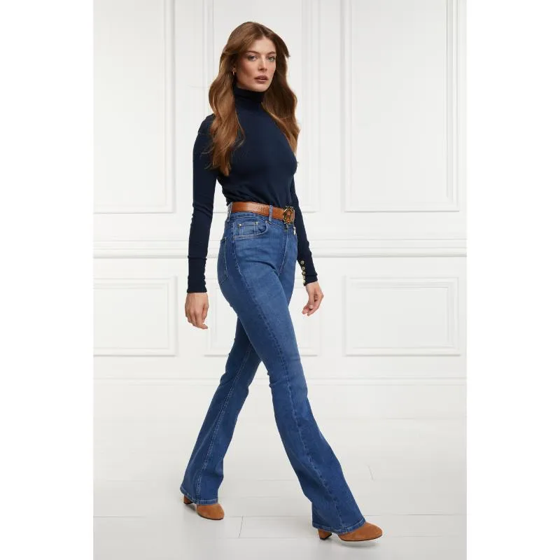 Holland Cooper High Rise Flared Ladies Jeans - Denim