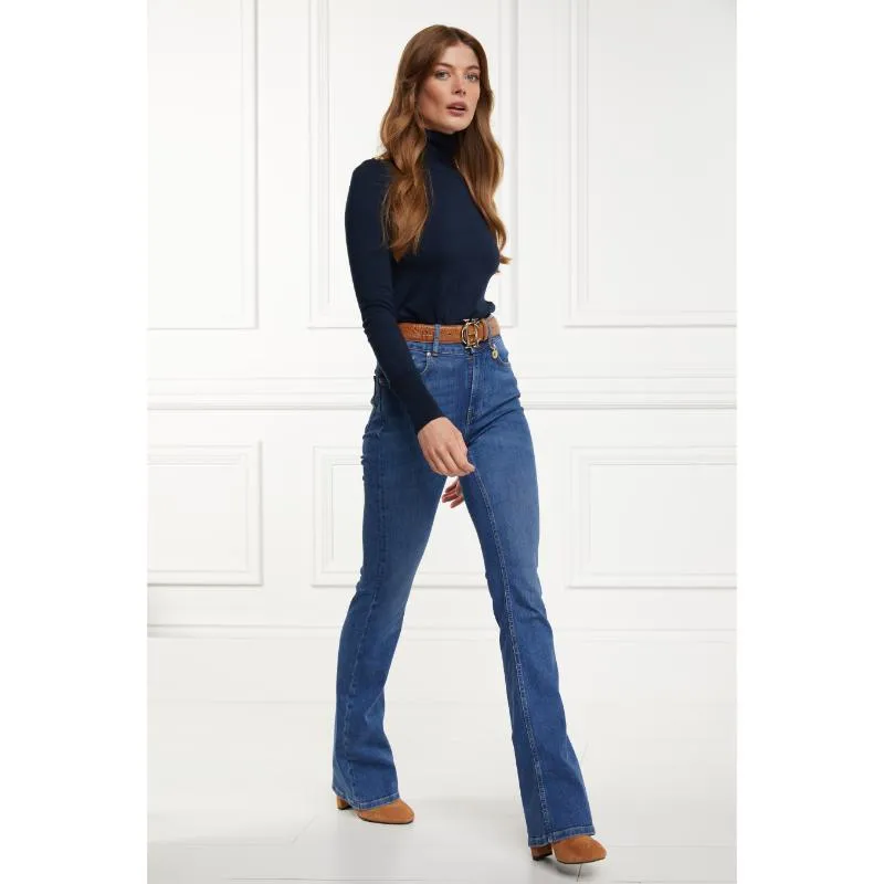 Holland Cooper High Rise Flared Ladies Jeans - Denim