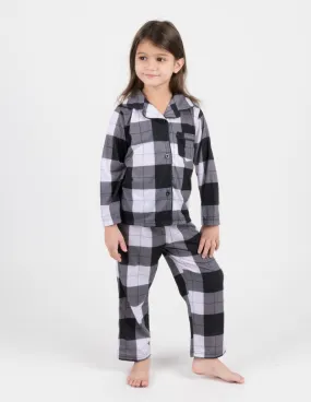 Kids Black & White Plaid Flannel Pajamas